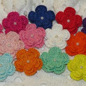 15 Pcs Three Layers Crocheted Flowers Applique